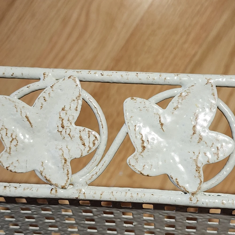 Vintage Style Shabby Chic Metal Footed Tray‎ Basket Like New